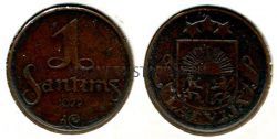 Монета 1 сантим 1922 года Латвия