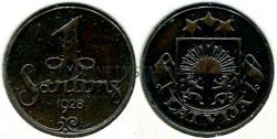 Монета 1 сантим 1928 года Латвия