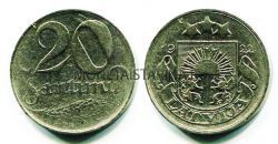 Монета 20 сантимов 1922 года Латвия