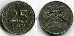 Монета 25 центов 1972 года. Тринидад и Тобаго