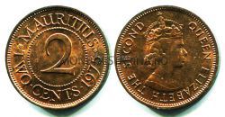 Монета 2 цента 1975 год Маврикий