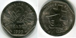 Монета 2 франка 1993 года. Франция