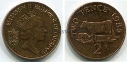 Монета 2 пенса 1985 года. Гернси.