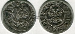 Монета серебряная "Севский чех" (полтора гроша) 1686 года. Иван и Петр Алексеевичи