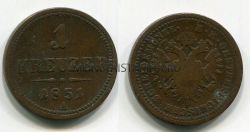 Монета 1 крейцер 1851 года. Австрия.