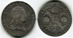 Монета серебряная 1 кроненталер 1796 года. Австрийские Нидерланды.