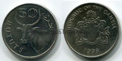 Монета 50 бутут 1998 год Гамбия