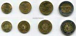 Набор из 4-ти монет (1,2,5,10 песо) 2012-2015 года.Животные. Уругвай
