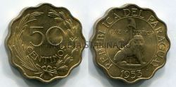 Монета 50 сентимос 1953 год Парагвай