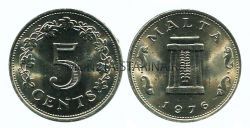 Монета 5 центов 1976 год Мальта