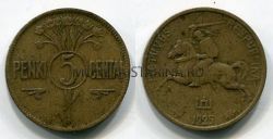 Монета 5 центов 1925 год Литва