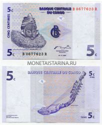 Банкнота 5 сантимов 1997 года ДР Конго