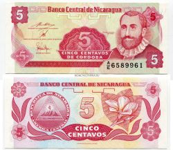 Банкнота 5 сентаво 2001 года. Никарагуа.