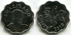 Монета 5 центов 2010 года. Свазиленд