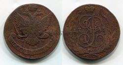 Монета медная 5 копеек 1763 года (СПМ). Императрица Екатерина II