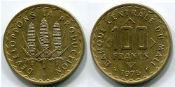 Монета 100 франков 1975 год Мали