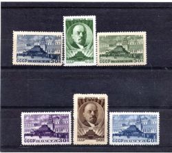 2 серии почтовых марок СССР 1947-48 гг."23 и 24 года со дня смерти В.И.Ленина"