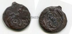 Монета медная полушка 1767 года. Императрица Екатерина II