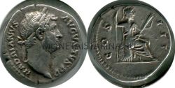 Монета серебряная денарий Адриана (117-138 гг.)