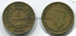 Монета 6 пенcов 1938 год Британская Западная Африка