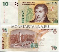 Банкнота 10 песо 2009 года Аргентина