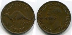 Монета 1 пенни 1951 года Австралия