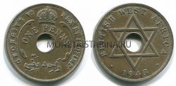 Монета 1 пенни 1943 год Британская Западная Африка
