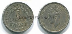 Монета 3 пенни 1939 год Британская Западная Африка