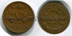 Монета 5 сентаво 1955 год Колумбия