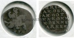 Монета серебряная 4 скиллинга 1624-1630 гг. Дания