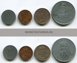 Набор из 4-х монет 1952-1983 гг. Дания