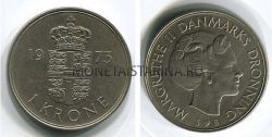 Монета 1 крона 1973 год Дания