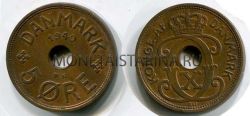 Монета 5 эре 1940 год Дания