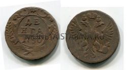 Монета медная денга 1750 года. Императрица Елизавета Петровна