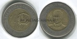 Монета 10 песо 2008 год Доминиканская Республика
