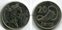 Монета 20 центов 1997 года. Фиджи