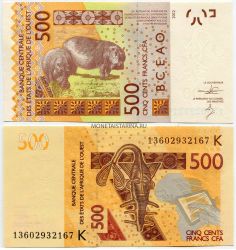 Банкнота 500 франков КФА 2012 года Центральная Африканская Республика