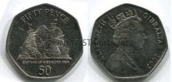 Монета 50 центов 2007 год Гибралтар
