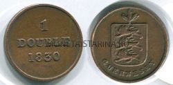 Монета 1 дубль1830 года Гернси