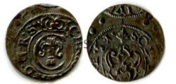 Монета серебряная солид (шиллинг) 1651 года. Рига (Ливония). Шведская оккупация.