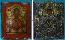 Старинная икона Божией Матери "Знамение".Россия,середина 19 века