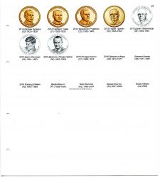 Лист картонный для 1-долларовых монет США (президенты, формат Нумис, №1/1)