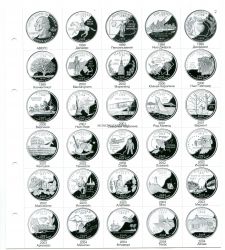 Лист картонный для 25-центовых монет США (формат Нумис, штаты 1999-2004гг, №2)