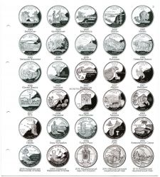 Лист картонный для 25-центовых монет США (формат Нумис, штаты 2004-2009 гг, №3)