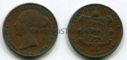 Монета 1/26 шиллинга 1841 года Джерси