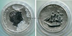 Монета серебряная 1 доллар 2016 года. Острова Кука