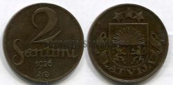 Монета 2 сантима 1926 года Латвия