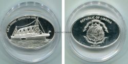 Монета серебряная 10 долларов 2005 года. Либерия