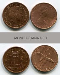 Набор из 2-х монет 1976-2005 гг. Остров Мэн