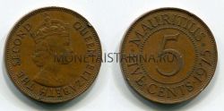 Монета 5 центов 1975 года Мавритания